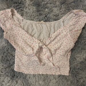 White and Pink Floral Women's Top